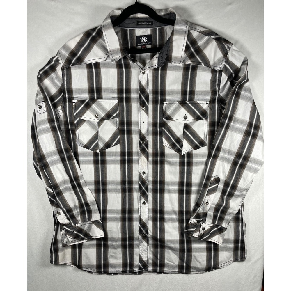Y2K rock & republic plaid western style button down XXL affliction bro
